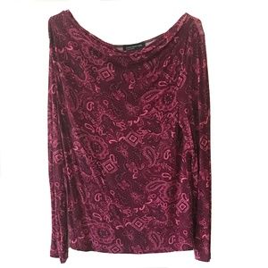JONES NEW YORK SIGNATURE COWL NECK PAISLEY TOP SIZE L